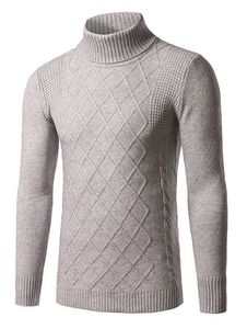 Suéter de Punto Trenzado con Cuello Alto para Hombre, Corte Ajustado, 60/40 Algodón/Acrílico, Anti-Pilling y Anti-Arrugas, Diseño Clásico de Invierno - Product Image 2