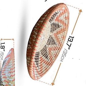 โทรปิคอลวินเทจของแท้ราคารอบทอมือตกแต่งผนังแขวนตะกร้าหวายตกแต่งผนังสําหรับแผนกต้อนรับโรงแรม - Product Image 1