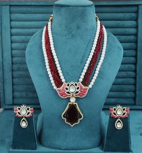 ชุดสร้อยคอโมนาลิซ่า คัตติ้งสโตน มอยส์ซาไนต์ โพลกี้ อิตาเลียน มีนา ไข่มุกขาว เมเฮนดี โพลิช ไฮโดร เหมาะสำหรับใส่ไปงานปาร์ตี้ - Product Image 6