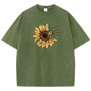 Camisetas de Moda con Estampado de Girasoles y Mariposas, Estilo Oversize Unisex, Hechas de Algodón Suave para Verano - Product Image 4