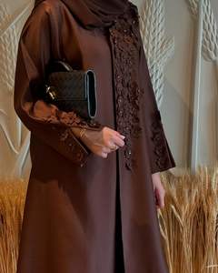 Crystal Elegance Best Seller Silk Abaya Premium Embroidery Work Adults Stylish Modest <b>Dress</b> Luxury Handmade Muslim Anti-Wrinkle - Product Image 5