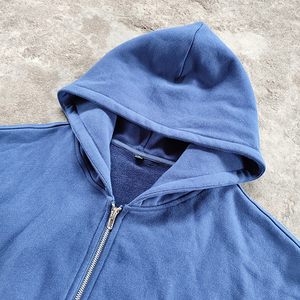 ชุดวอร์มผ้าคอตตอนสำหรับผู้ชายชุดวอร์มผ้าคอตตอนสีพื้นมีซิปมีฮู้ดและกางเกงวอร์มขาบานสำหรับผู้ชายโลโก้ออกแบบได้ตามต้องการ - Product Image 4