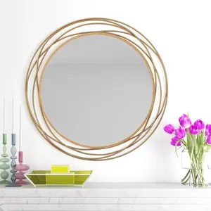 <b>Gold</b> Metal Frame Home Modern <b>Round</b> <b>Wall</b> Decor - Product Image 1