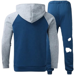 Wholesale <b>Men</b> Color Block Hooded Tracksuit Top 3/4 Sleeve <b>Pullover</b> Sweatshirt Casual Jogging Sportswear Factory Manufacturer Pro - Product Image 2
