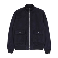 Blouson Bomber en Daim pour Homme, Col Montant, Fermeture Éclair, Couleur Unie, Coupe Droite, Poches, Idéal Automne