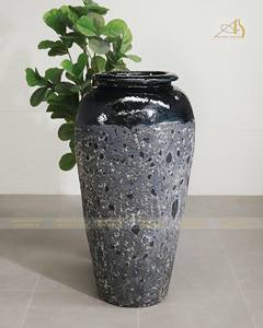 Pot en céramique émaillée Ombre noir Premium GL100H132BLO pour décoration de jardin de plantation à la maison en plein air et mini créations de paysages - Product Image 2