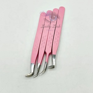 Juego de Pinzas para Extensión de Pestañas de Acero Inoxidable Rosa Bebé Personalizadas con Punta Puntiaguda, Etiqueta Personalizada y Agarre Fuerte - Product Image 3