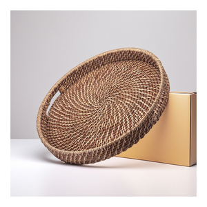 Vietnam Plateaux ronds en bambou faits à la main Plateau de service écologique naturel avec touche de rotin pour restaurant-SR2060 - Product Image 1