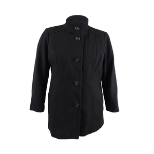 Cappotto Lungo Casual da Donna Nautica con Cappuccio, Collo Alto, Chiusura Doppiopetto, Fodera in Finta Pelliccia e Cashmere, Taglie Forti, Nero - Product Image 1
