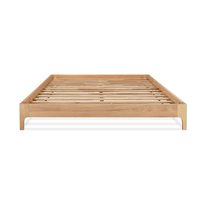 Cadre de lit moderne en teck massif, durable, assemblable, écologique, confortable, pour chambre à coucher, utilisation intérieure, économique et naturel
