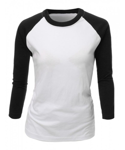 Camisetas de alta calidad OEM 310gsm camisetas raglán 100% algodón personalizado liso camisetas de manga raglán para mujer - Product Image 4