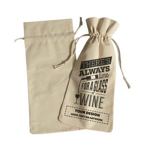 Bolsas de Algodón para Vino con Diseño 'Siempre Hay Tiempo para un Vaso de Vino' - Product Image 3