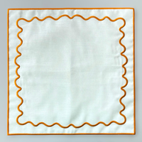 Serviettes en lin 100% brodées à la main, avec bord festonné, ensembles de sets de table pour une décoration élégante de table de dîner de mariage ou de banquet