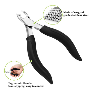 Cortaúñas de agarre negro para el cuidado de las uñas con Hoja curva en forma de luna de acero inoxidable para uso en belleza y bebés - Product Image 3