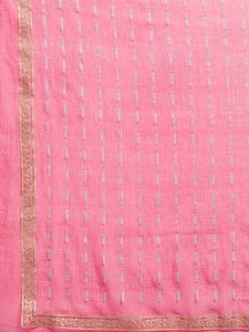 Tenue ethnique unie à col rond, style décontracté, sans manches, longueur genou, ourlet évasé, forme Anarkali, en viscose et rayonne - Product Image 4