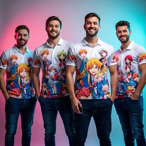 Anime Printed for Shirt Men's Polyester/Cotton <b>Knitted</b> Fabric Short Sleeve Breathable Quick Dry Digital Printing - Product Image 2