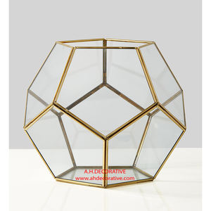 Luxury Hexagon Glass T-Light <b>Candle</b> <b>Holder</b> for Christmas High Quality Metal Glass T Light <b>Candle</b> <b>Holder</b> for Wedding Decorations - Product Image 1