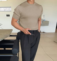 T-shirts pour hommes 100% fibre de bambou Coupe ajustée Manches courtes Imprimé animal vintage Anti-rides Haute qualité Produits d'exportation Bangladesh