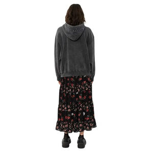 Ropa de calle invierno negro mujer Vintage francés Terry ácido lavado con capucha anti-pilling transpirable OEM con logotipo frontal - Product Image 4