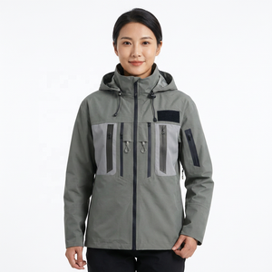 Veste de pêche pour homme, grande taille, respirante, séchage rapide, UPF 50, imperméable, polyester, fermeture éclair, gris uni, vêtements d'extérieur - Product Image 3