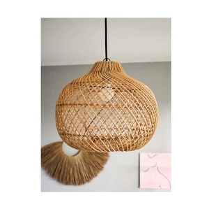 Lámpara de Techo Colgante LED Hecha a Mano de Hierro y Ratán para Dormitorio, Pantalla de Cesta Tejida - ¡Gran Oferta! - Product Image 1