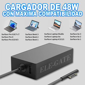 Caricabatterie Compatibile da 48W per Microsoft Surface 15.6V 3.2A, Alimentatore in Lega di Alluminio con Adattatore PD QC2.0 e Porta USB Aggiuntiva - Product Image 2