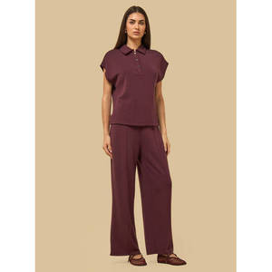 Women's Jersey Knitted for <b>Top</b> with Button Detail Short Sleeve Casual Collared Shirt Regular Fit 220g OEM Private Label - Product Image 2
