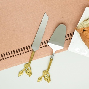 Party Use Stainless Steel <b>Cake</b> <b>Server</b> for Events & Catering, Black & Gold Metal Dessert Serving Tool for Birthday Anniversaries - Product Image 6