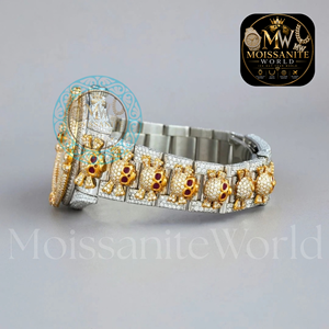 Reloj de Cuarzo Hip Hop para Hombre, Estilo Diamante Moissanite, Completamente Cubierto de Diamantes, Correa de Acero Inoxidable en Tono Dorado - Product Image 3
