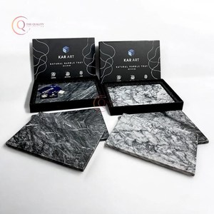 Planche à découper de cuisine en marbre brillant pur design fantaisie planche à découper rectangulaire personnalisée en gros blocs à découper blancs et bruns - Product Image 2