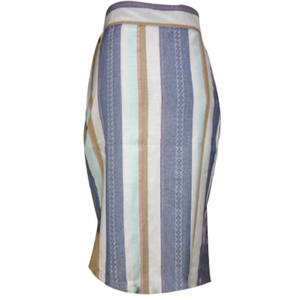 Jupes longues en satin pour femmes, fendues, amincissantes, mi-longues, enveloppantes, en coton et polyester, fil teint en continu, rayées, boutonnées - Product Image 2