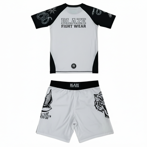 Blaze Fight Wear Men'<b>s</b> & Women'<b>s</b> Full Coverage Rashguard Set & Jiu Jitsu Shorts for BJJ MMA Jiu Jitsu Training Adults Fighting - Product Image 3