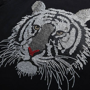 Calidad Premium 100% algodón 250Gsm diamantes de imitación diseño estampado camisetas de verano para hombres personalizar Logo camisas - Product Image 2