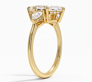 Bague de fiançailles à trois pierres en diamant, diamants de taille marquise et poire pour femme, diamants de laboratoire - Product Image 5