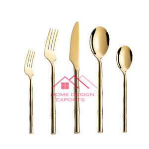 Cuillères Vaisselle Ensemble de couverts en acier Ensemble de couverts en or en acier inoxydable Ensemble de couverts en or à manche martelé Fourchettes - Product Image 2