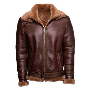 La chaqueta de bombardero de talla grande hecha a medida con cuello redondo de camuflaje de cuero sintético marrón informal de primavera Unisex más vendida - Product Image 6