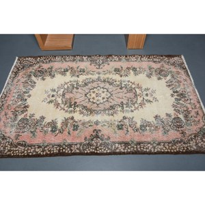 พรมขนแกะสีน้ำตาลเบจแบบดั้งเดิม6.4ft 3.9ชิ้นพรมสี่เหลี่ยมสไตล์ตุรกีคลาสสิกสำหรับห้องนั่งเล่นพรมข้างเตียงทำจากยางเย็บปะติดปะต่อกัน - Product Image 3