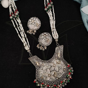 Bijoux à la mode, bijoux oxydés, argent oxydé, vernis de créateur, vêtements de fête, belle apparence, Design fantaisie, ensemble de colliers oxydés - Product Image 1