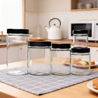Pot en verre transparent réutilisable à large ouverture de 500 ml pour la conservation des aliments et le stockage des cornichons