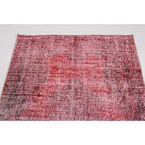 Turkish Vintage Area <b>Rug</b> 4x6.6 ft, Red <b>Black</b> Striped <b>Rug</b> - Product Image 5