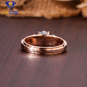 Lab-Stone 1,00 TDW Anillo de oro rosa con diamantes de corte redondo Elegancia clásica Color DE LA EF-VS - Product Image 4