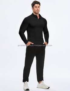 Men's Casual Quarter Zip Sweatshirt Long Sleeve Pullovers Mock Neck Basic <b>Sweaters</b> XL Size Embroidered Garment Dyed Solid - Product Image 2