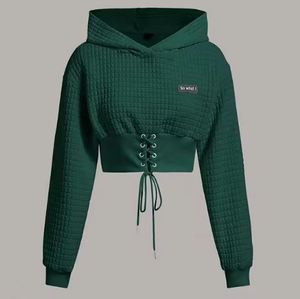 Logo personnalisé Streetwear femmes sweat pull Gym sweats à capuche femmes sweat à capuche court dames décontracté acide lavage haut court sweats à capuche - Product Image 1