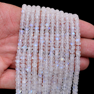 AAA+ White Moonstone 4mm-7mm Rondelle Faceted <b>Beads</b> Natural Flashy <b>Blue</b> Fire Rainbow Moonstone Gemstone <b>Beads</b> For Jewelry Making - Product Image 4
