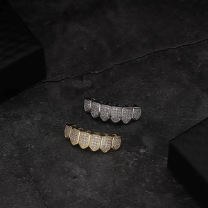 Bijoux fins personnalisés bijoux hip hop en argent sterling 925 glacé vvs clarté coupe ronde laboratoire dents de diamant grillz pour hommes - Product Image 5