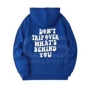 Sweat à capuche en coton mélangé pour hommes Style de rue lourd avec logo imprimé en 3D sur le devant et coutures durables - Product Image 1