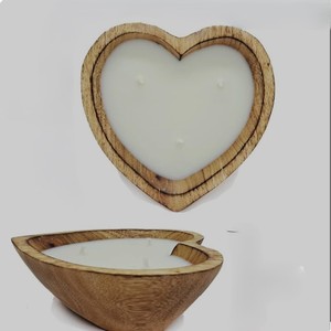 ชามเทียนทำจากไม้รูปทรงหัวใจงานฝีมือของช่างฝีมือชาวอินเดียสำหรับตกแต่งบ้านที่โรแมนติกแบบธรรมชาติทำด้วยมือ - Product Image 4