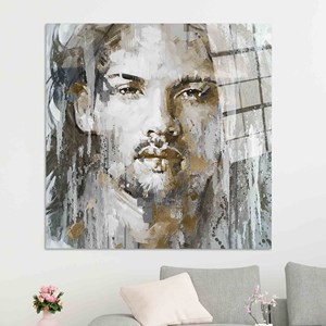 Elegante Impresión de Pintura Facial Dorada sobre Lienzo para Decoración del Hogar, ARTE EN VIDRIO TEMPLADO - Product Image 1