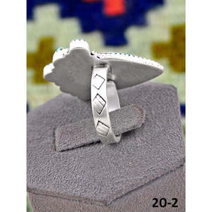 Bague ajustable artisanale du sud-ouest, émeraude de la Vallée, avec turquoise Royston et sertissage clos en argent sterling, idéale pour un cadeau - Product Image 3