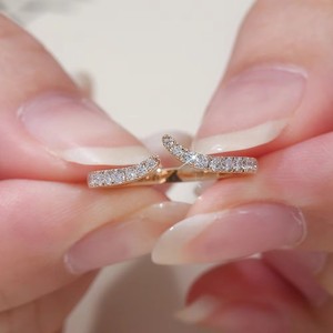 Bague ouverte en or jaune 18k 14k 10k avec diamant de laboratoire, faite à la main, personnalisée, bijoux de mode, bagues de fiançailles, cadeau de <span class=keywords><strong>mariage</strong></span> pour femmes - Product Image 2